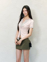 Fake Two-piece Collar Color-block Short Sleeve T-shirt - CHINASQUAD