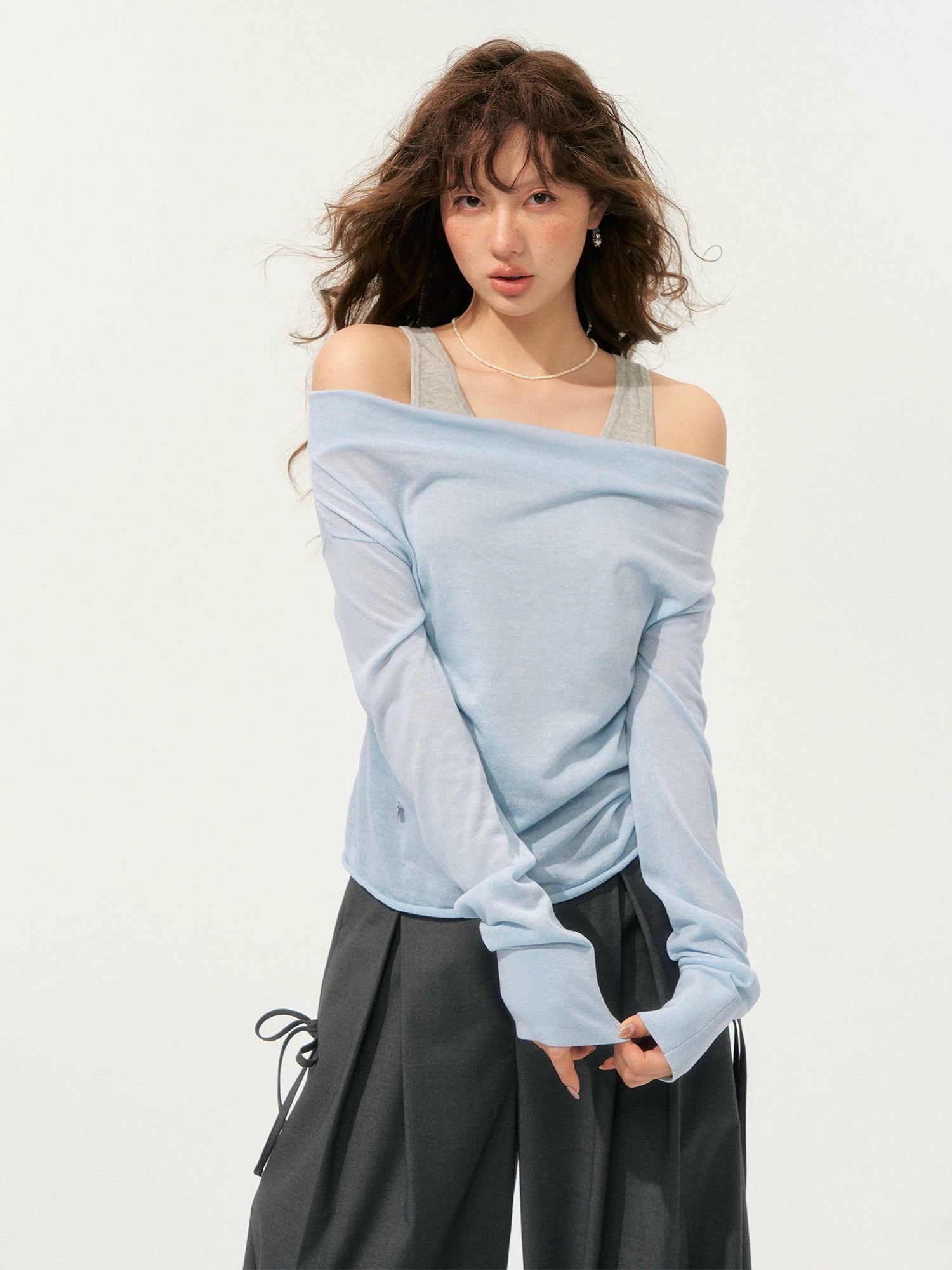Sheer Polka Dot Layered Two-Piece T-Shirt Set