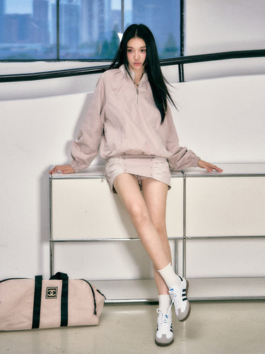 Flower Bud Zipper Jacket & Mesh Skirt Set - CHINASQUAD