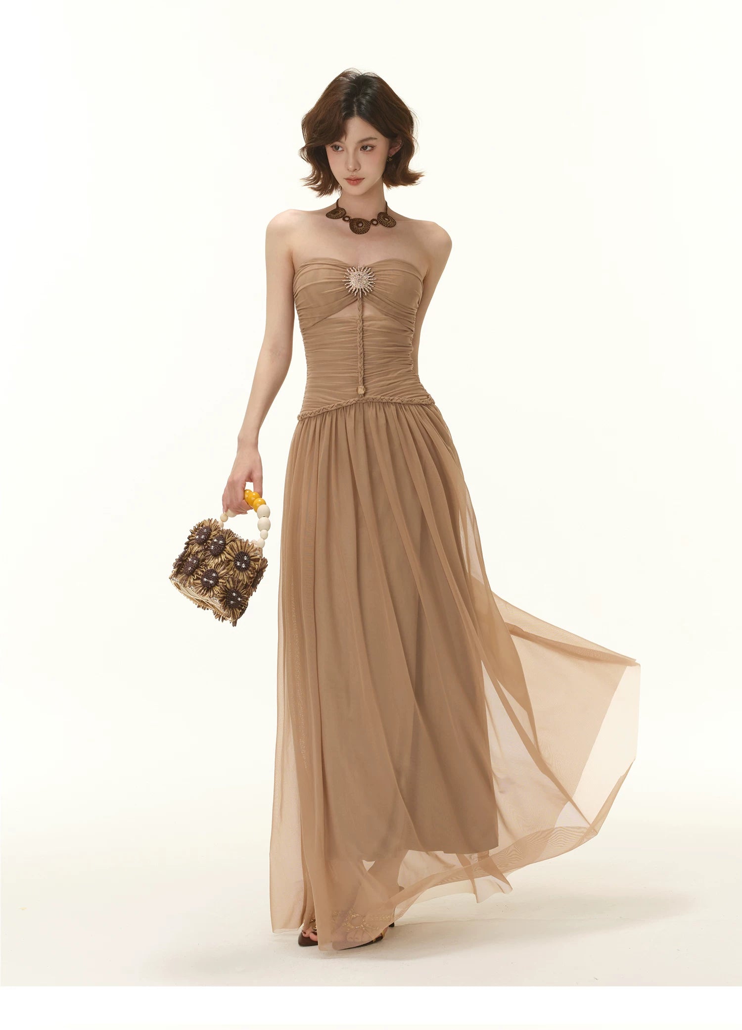 Greek Goddess Strapless Corset Maxi Dress