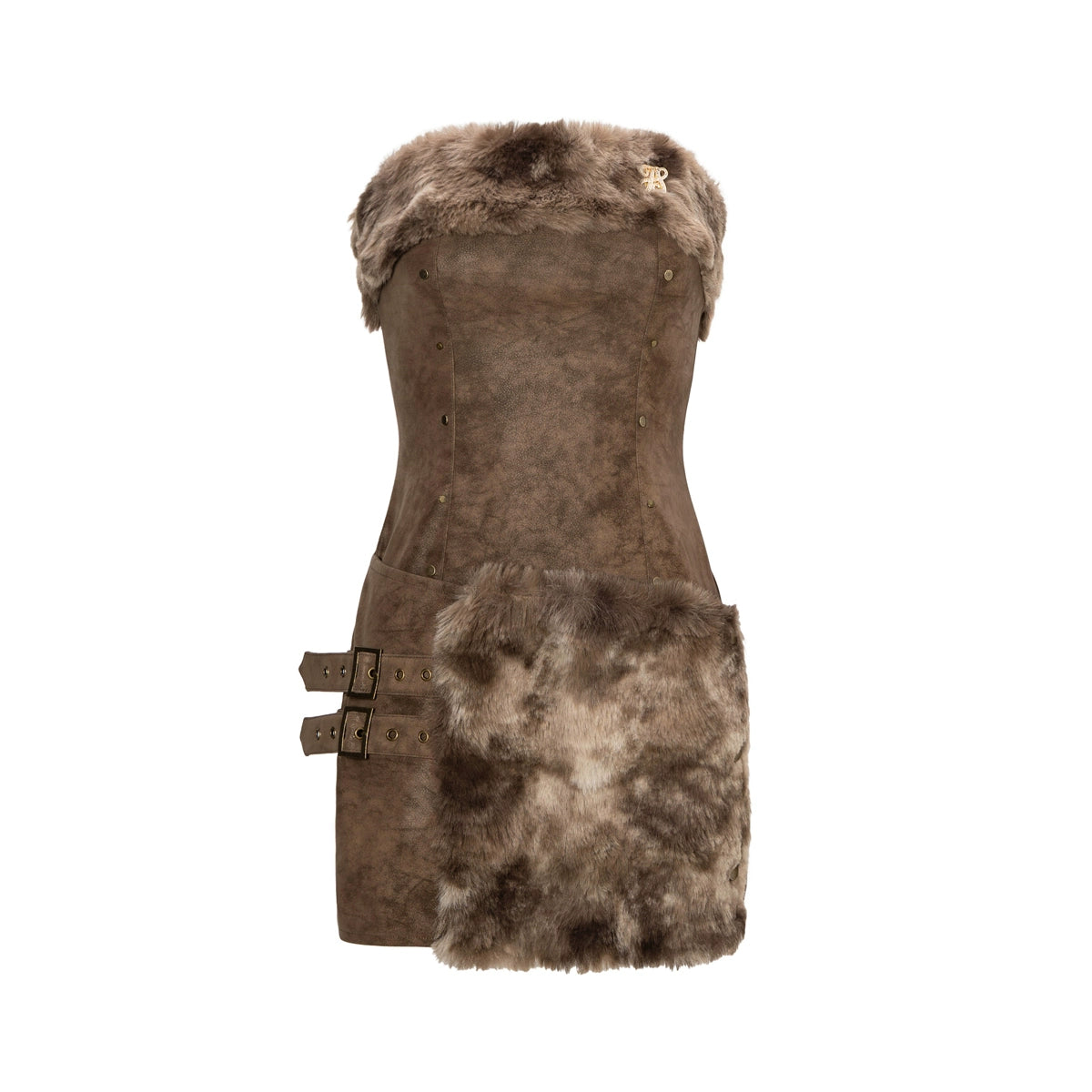 Faux Fur Panel Bodycon Mini Dress