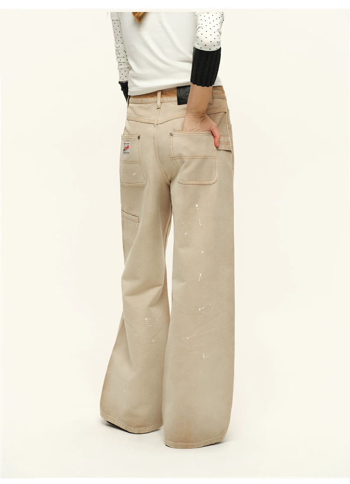 Washed Wide-Leg Denim Pants