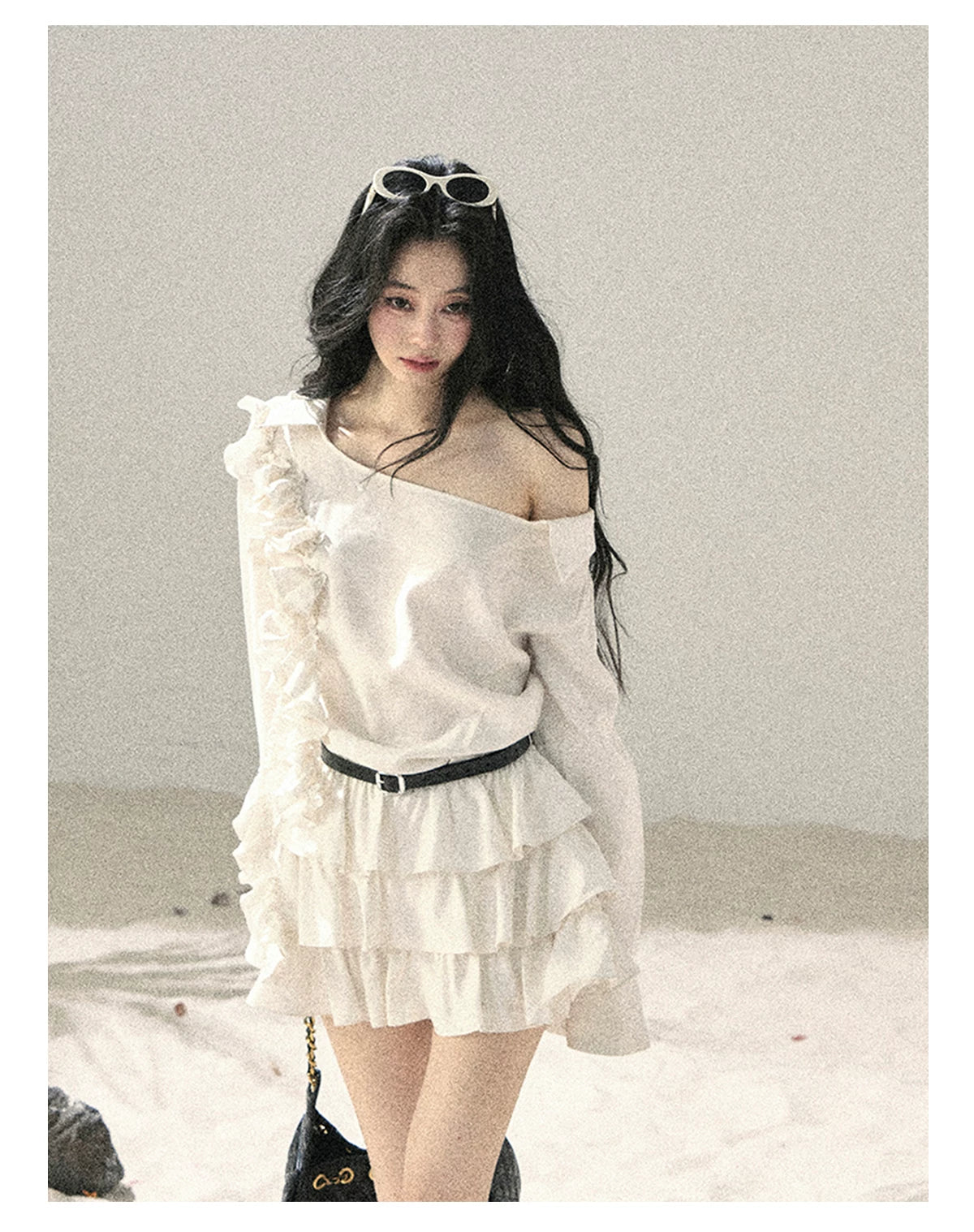 French Ruffle Off-Shoulder Mini Dress