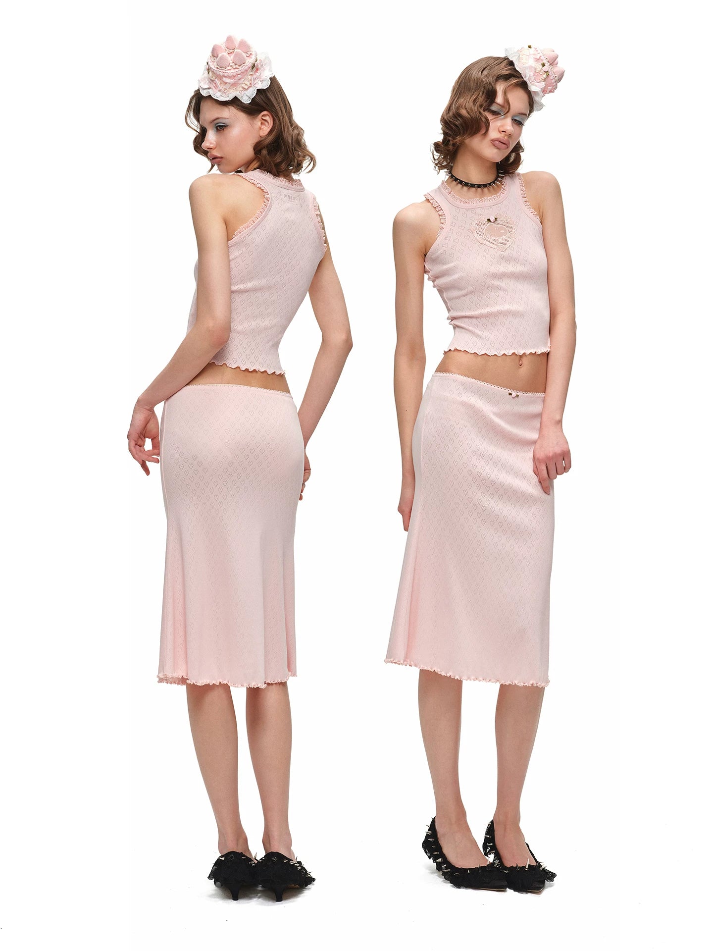 Snoopy Jacquard Knit Tank & Midi Skirt Set 1Jinn Studio