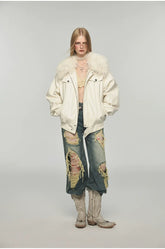 Removable Fur Collar Windproof Leather Jacket - CHINASQUAD