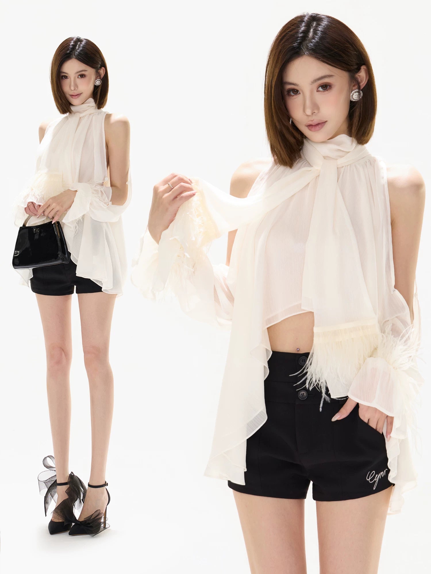 Vintage Court Halterneck Chiffon Sleeveless Blouse