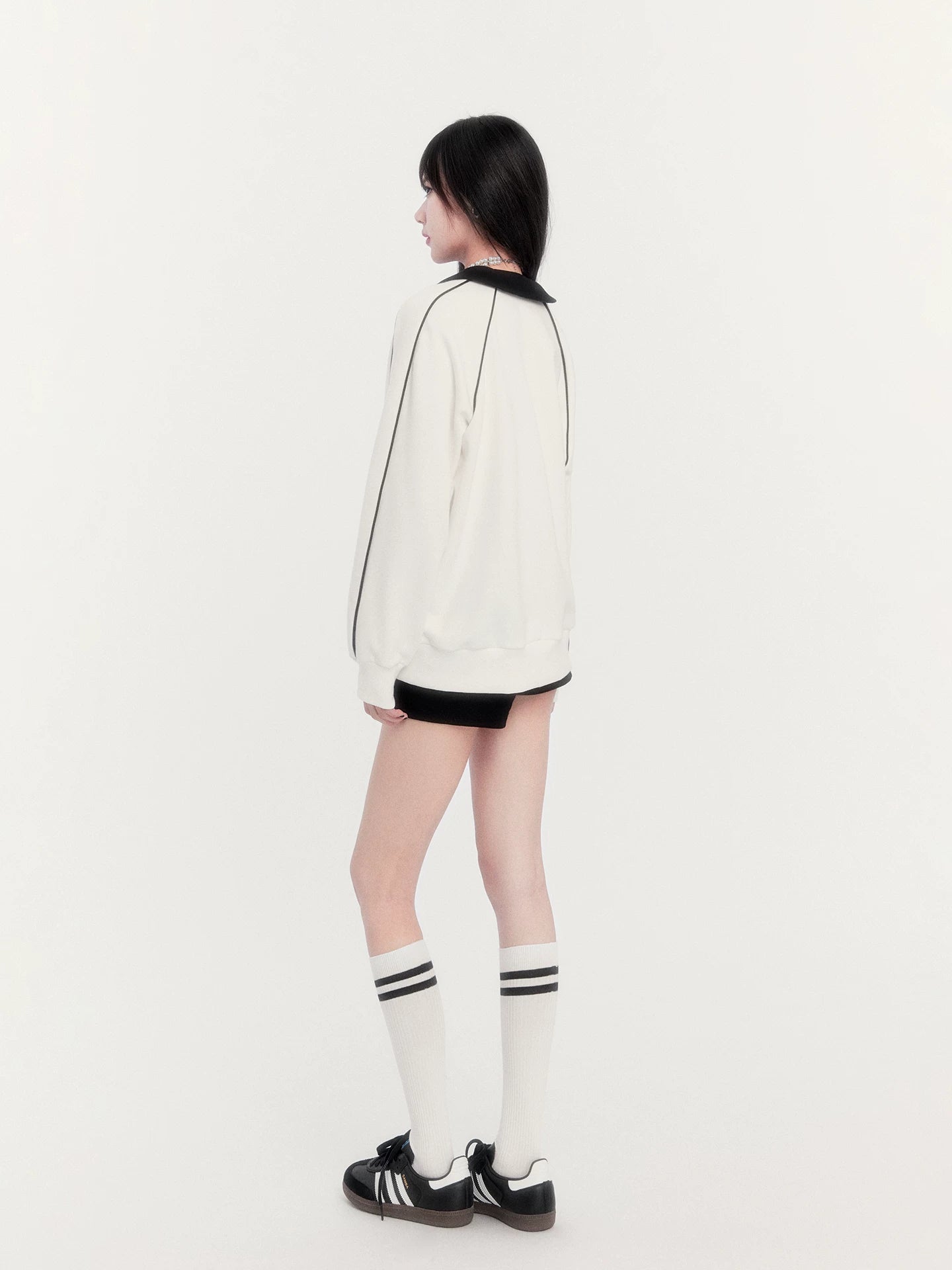 Retro Fleece-Lined Oversized Sweatshirt