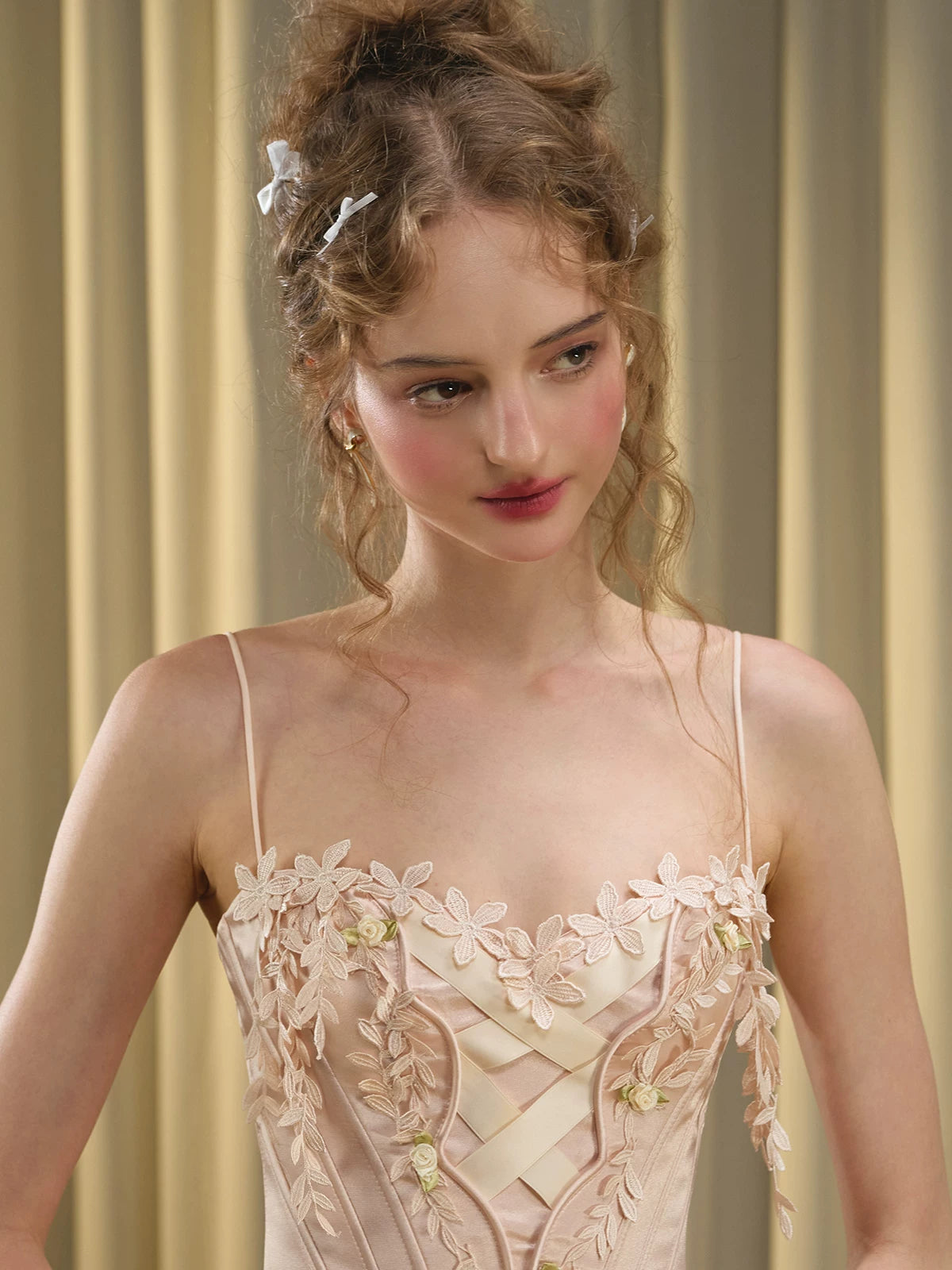 French Ballet Satin Corset Top & Skirt Set