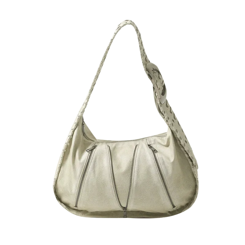 2TH DESIRE Vintage Woven Shoulder Bag – White