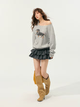 Pearl Dachshund Off-Shoulder Sweatshirt - CHINASQUAD