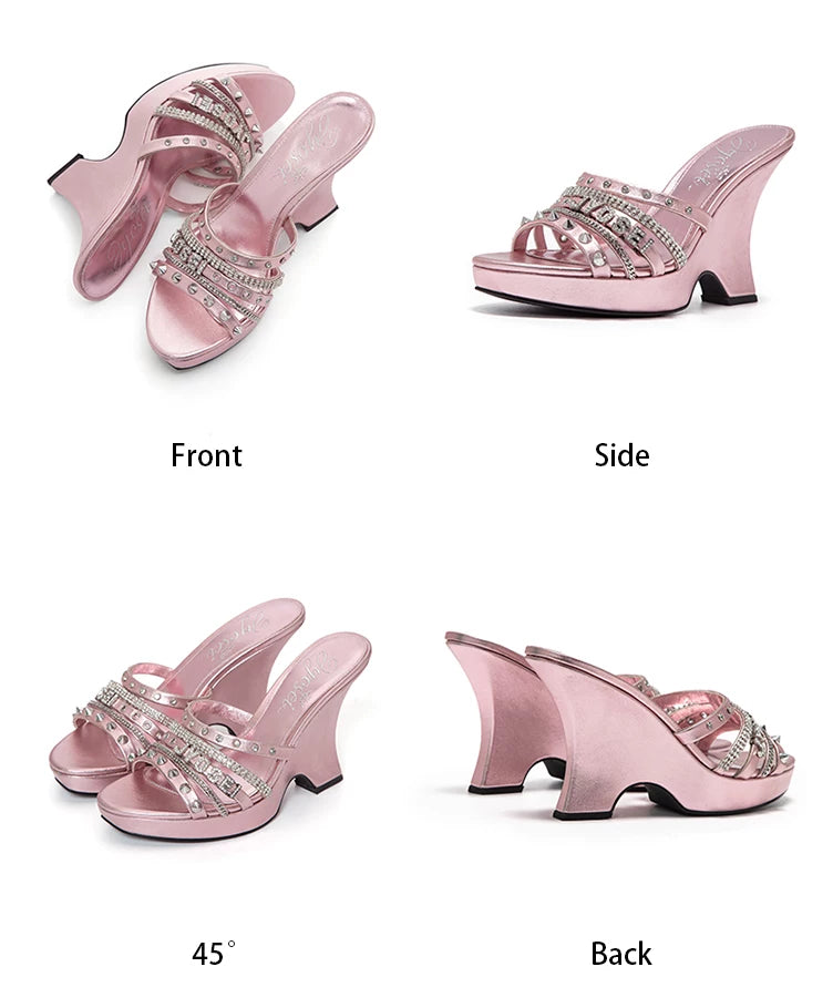 Vintage Leather Platform Wedge Sandals
