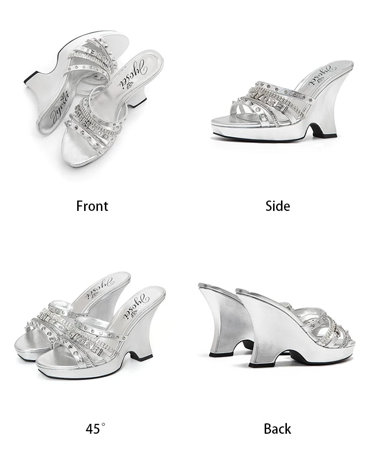 Vintage Leather Platform Wedge Sandals
