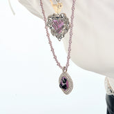 Cat Enamel Purple Pearl Necklace - CHINASQUAD