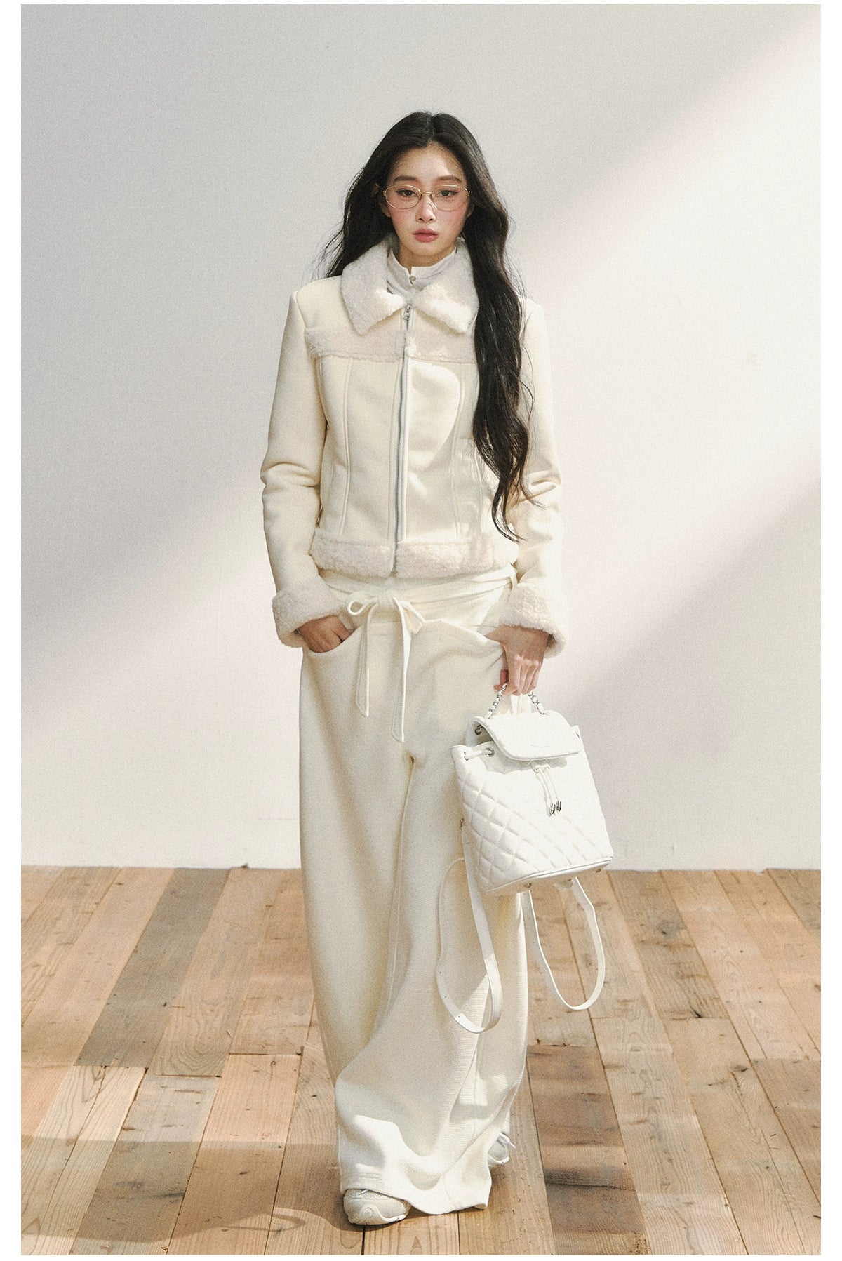 White Minimalist Relaxed Draped Pants - CHINASQUAD