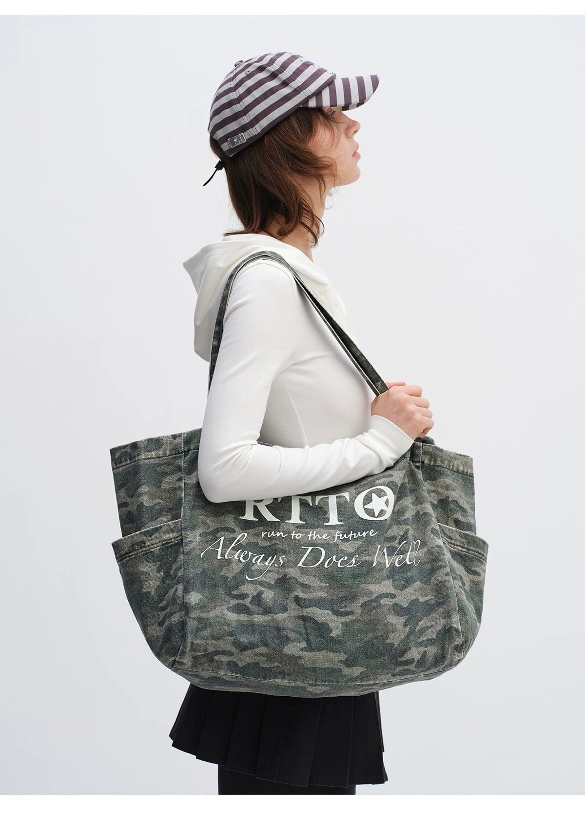 Washed Camouflage Canvas Tote Bag