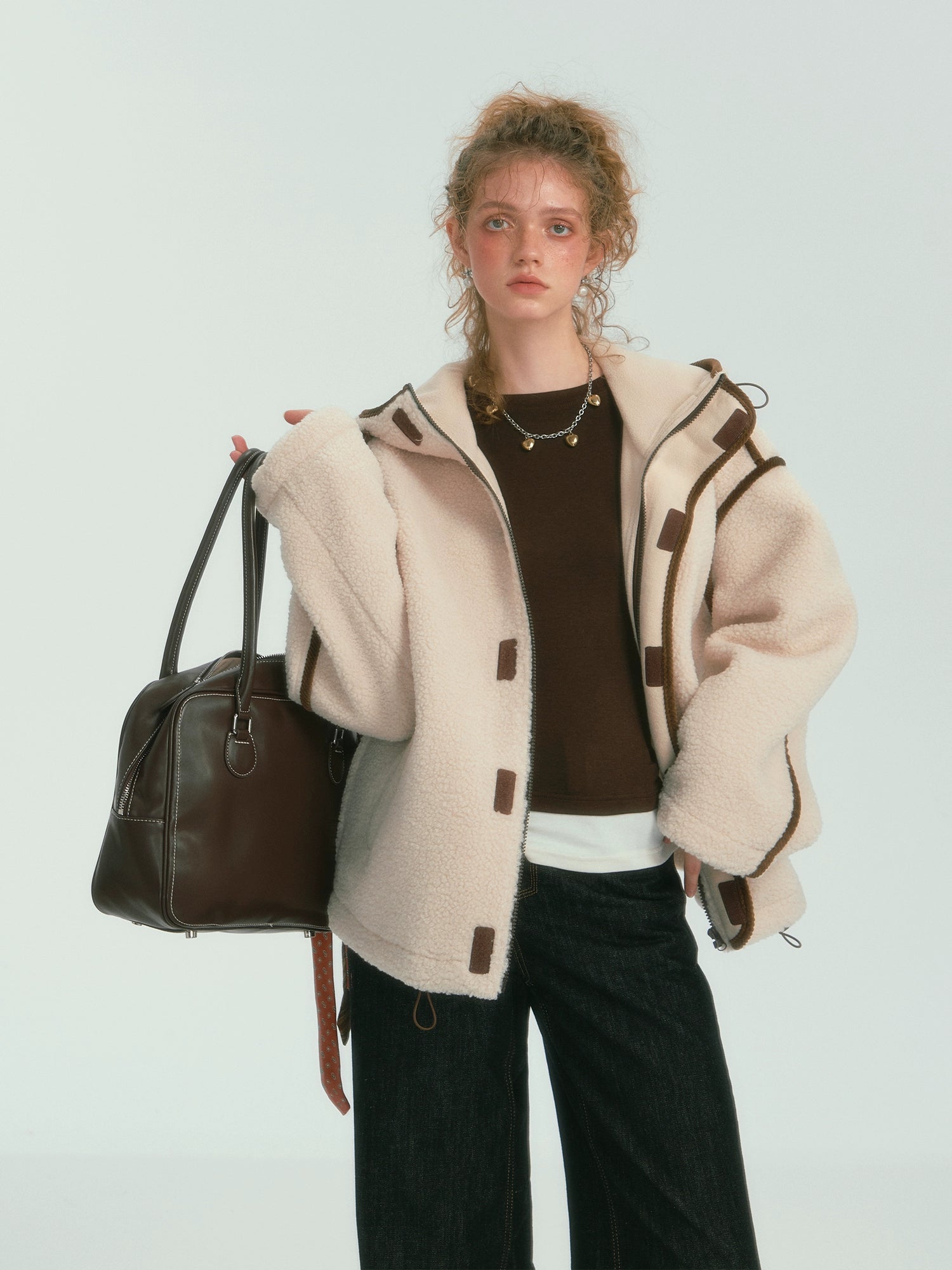 Contrast Trim Fleece Hooded Jacket - CHINASQUAD