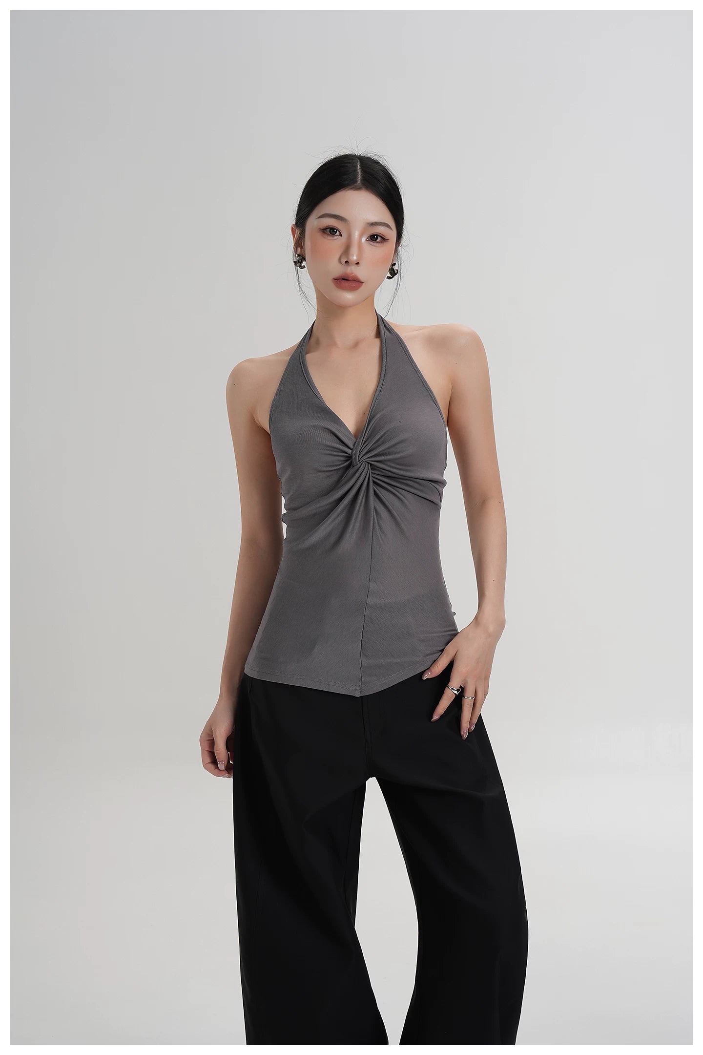 Silk-Blend Draped Halterneck Camisole