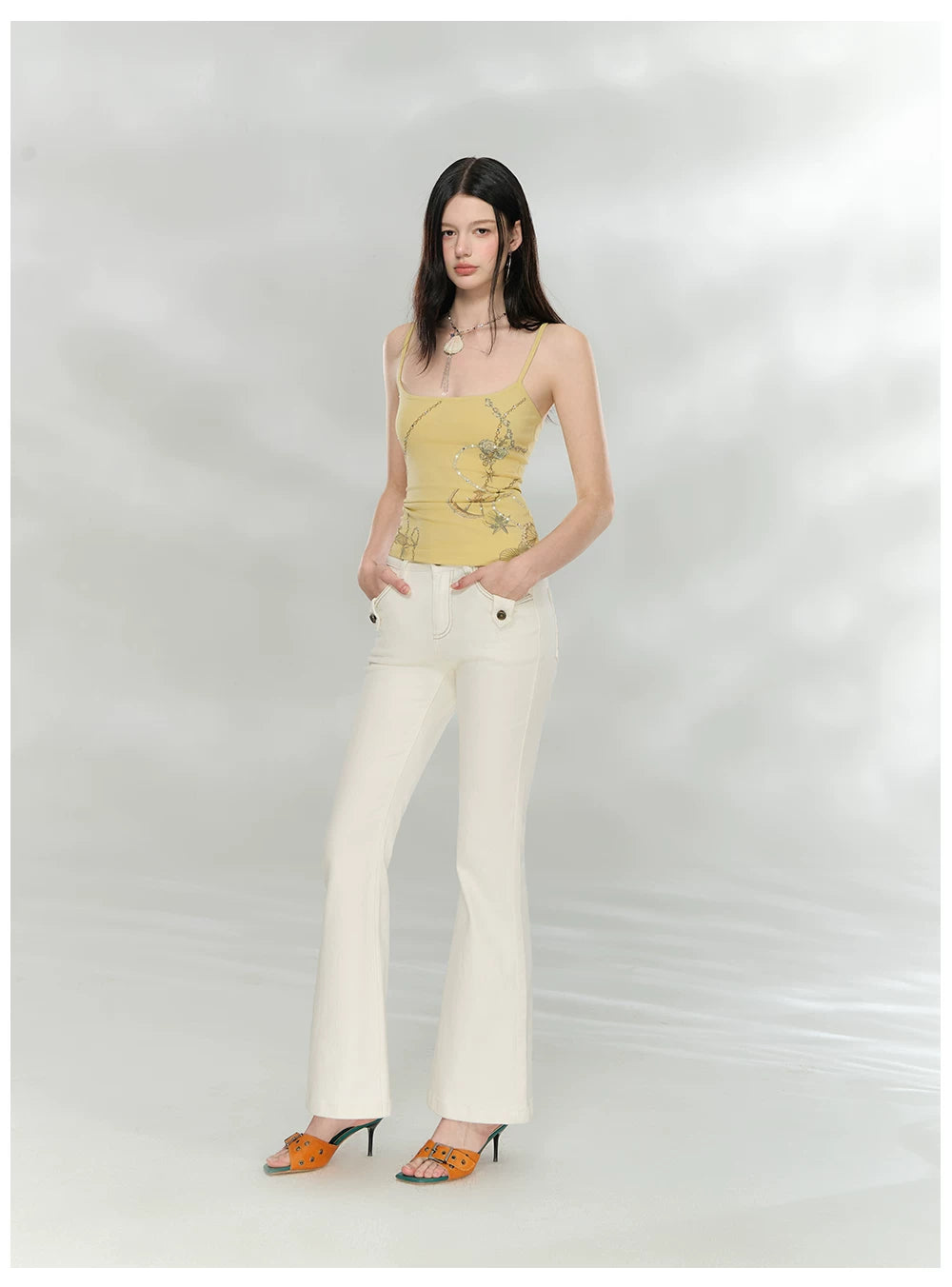 Crystal-Embellished Printed Slim-Fit Camisole