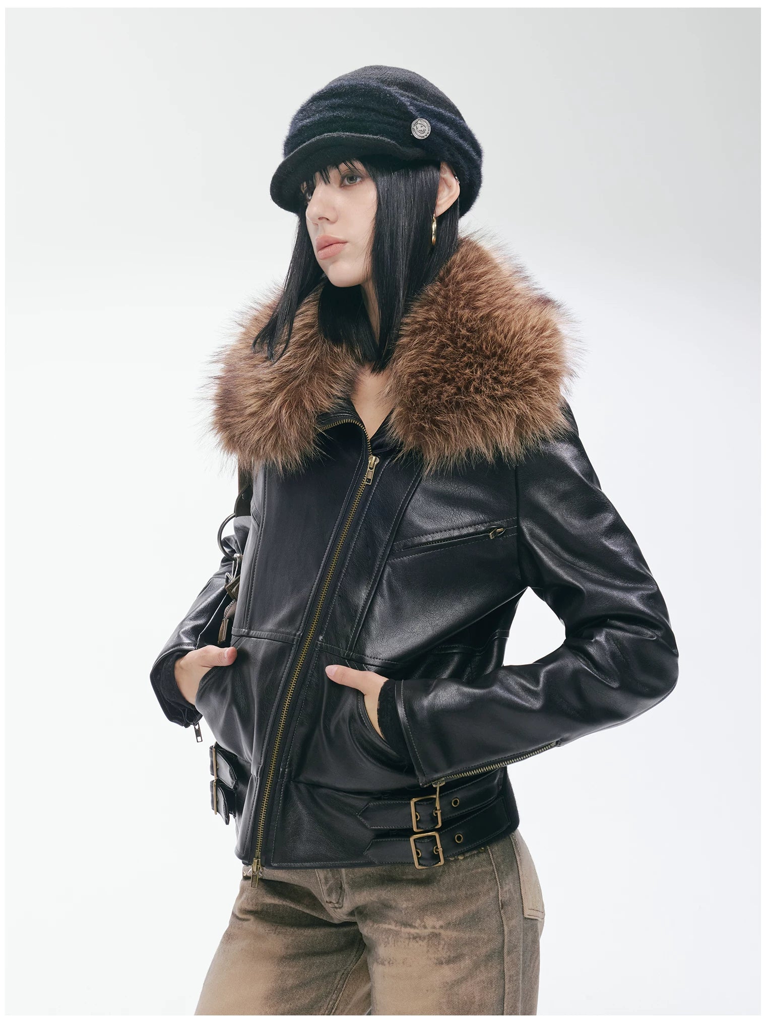 Heavy Punk Windproof Quilted Leather Jacket