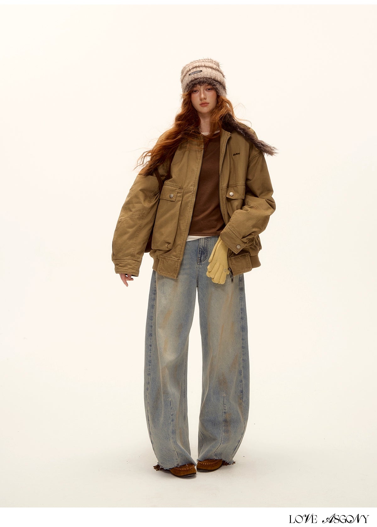 Vintage Washed Distressed Wide-Leg Denim Pants