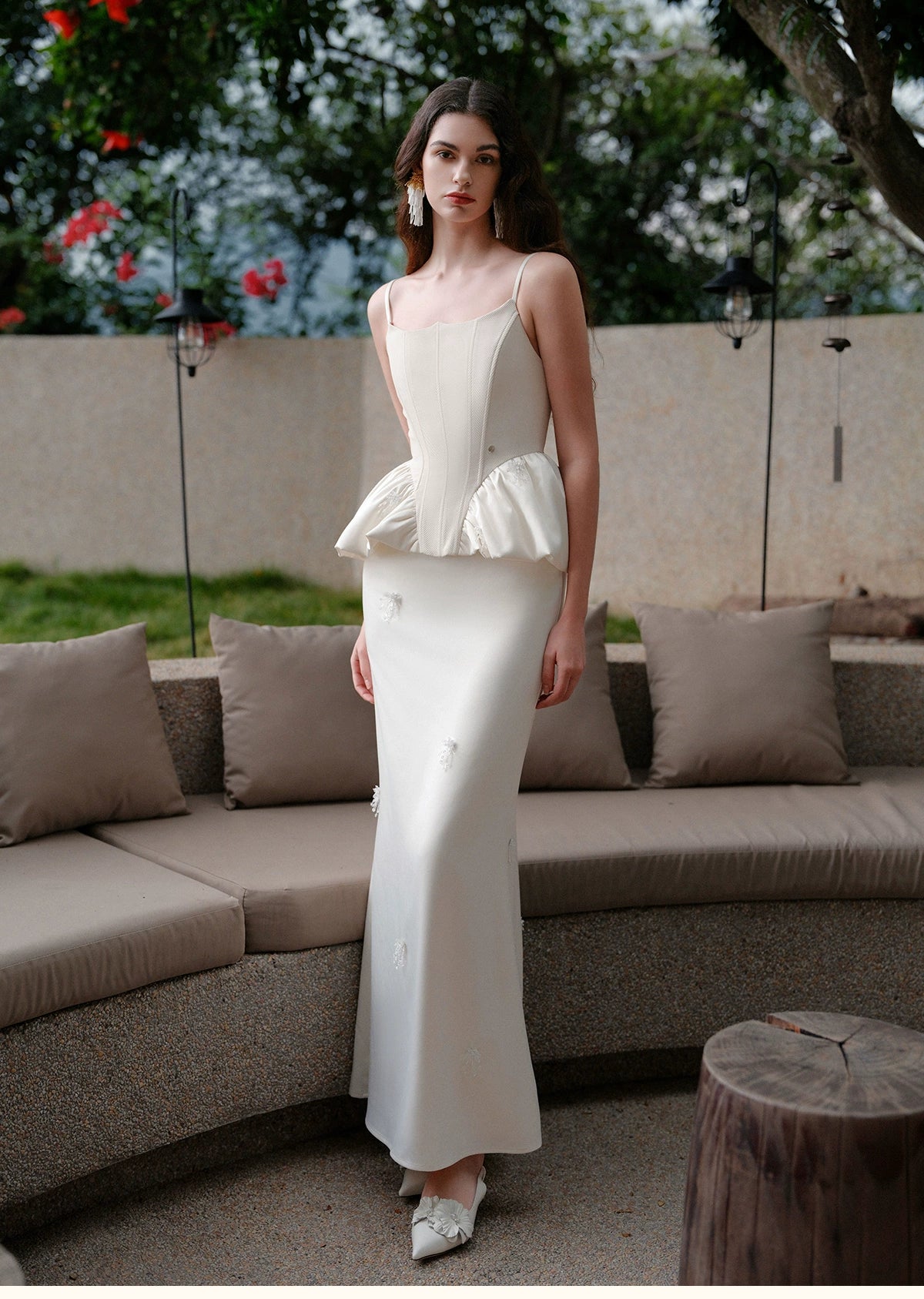 Luxury Handcrafted Beaded Satin Slip Dress - CHINASQUAD