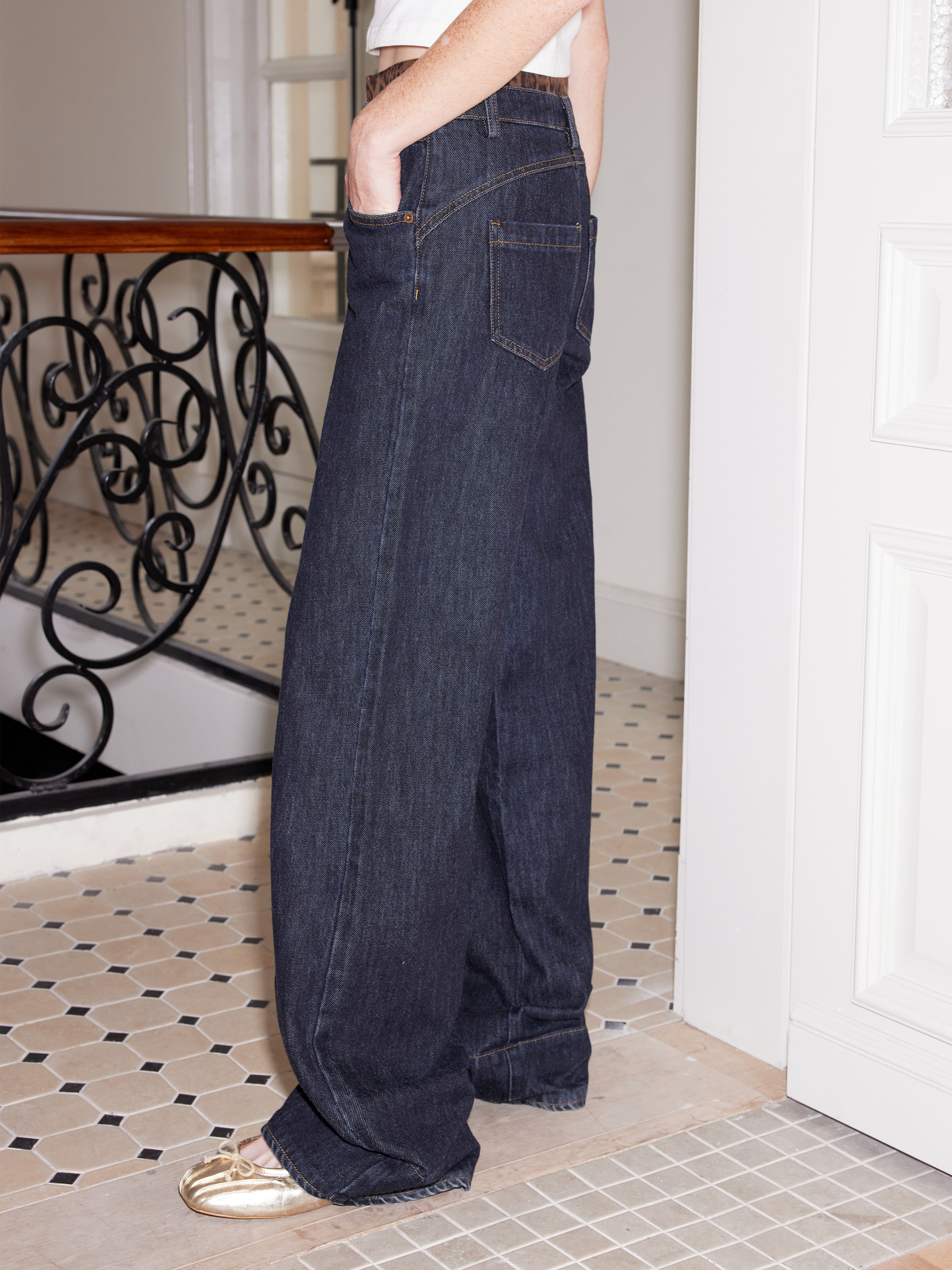 Leopard & Plaid Patchwork Denim Jeans - CHINASQUAD