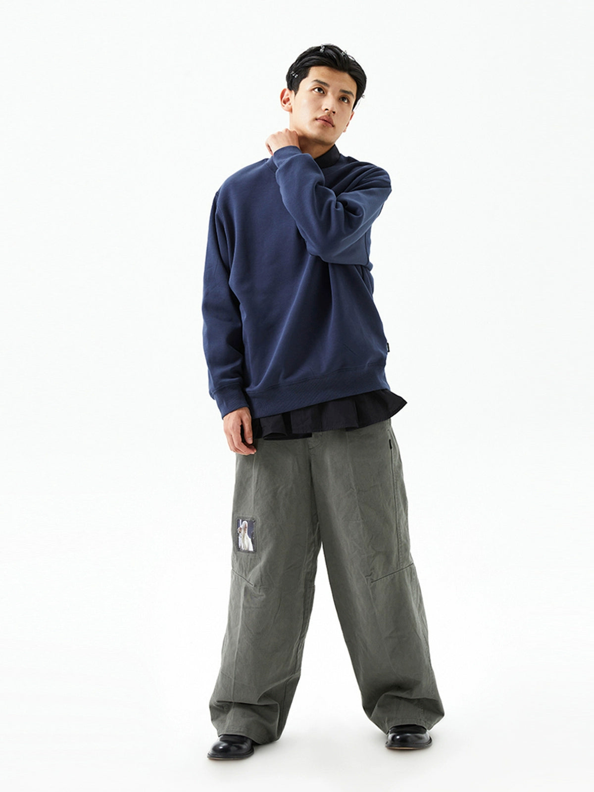 Black & Green Relaxed Straight-Leg Pants - CHINASQUAD