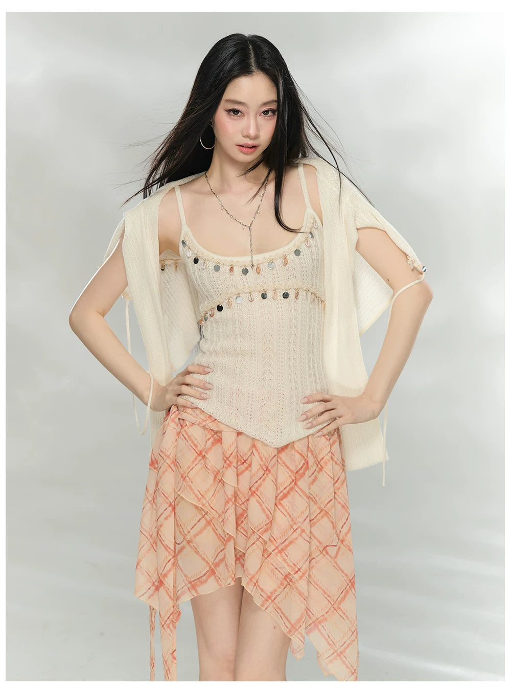 Asymmetric Printed Chiffon Mini Skirt