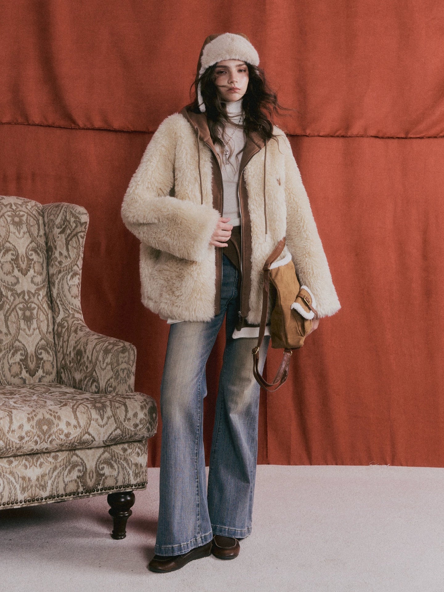 Faux Shearling Patchwork Oversized Jacket