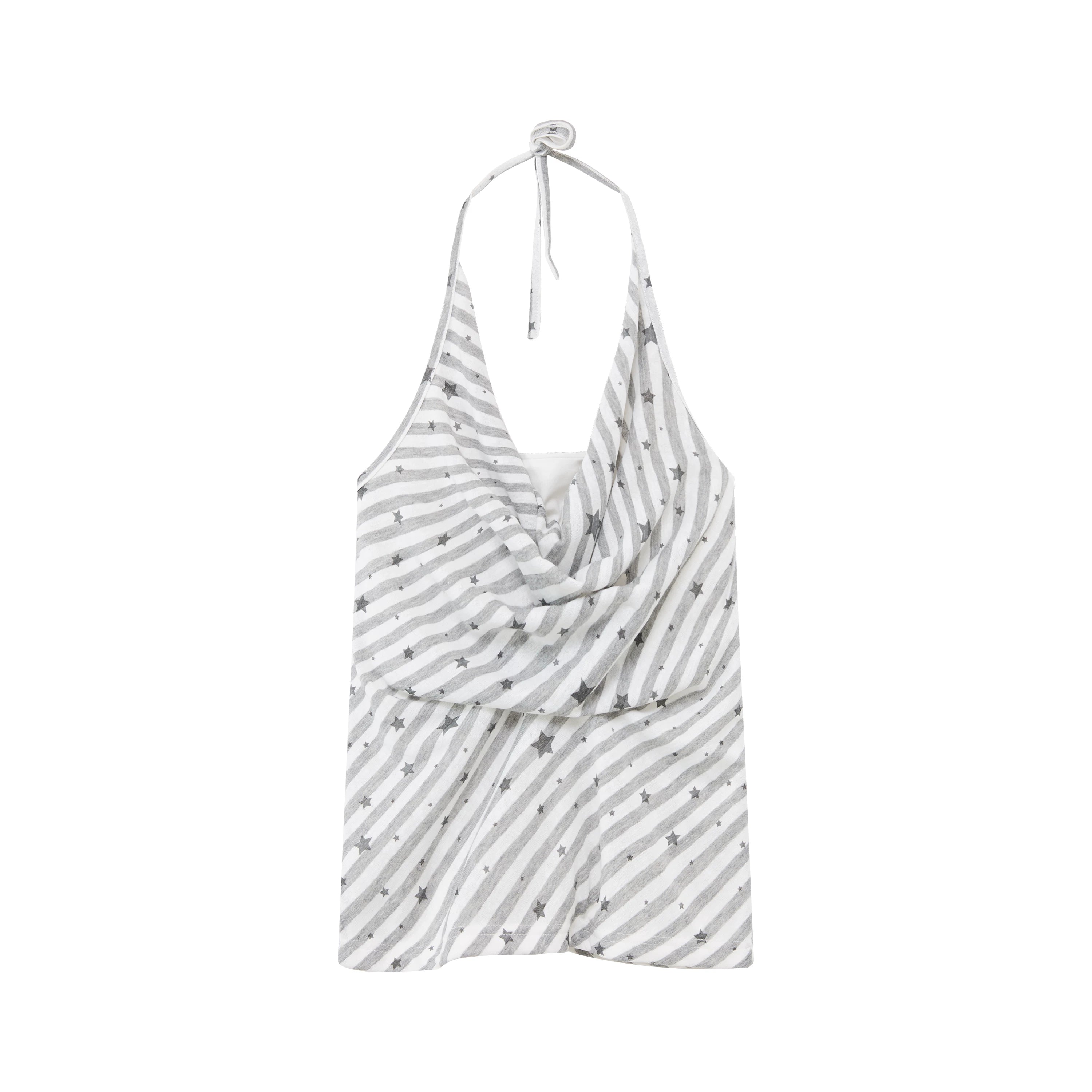 Star Stripe Draped Halter Camisole