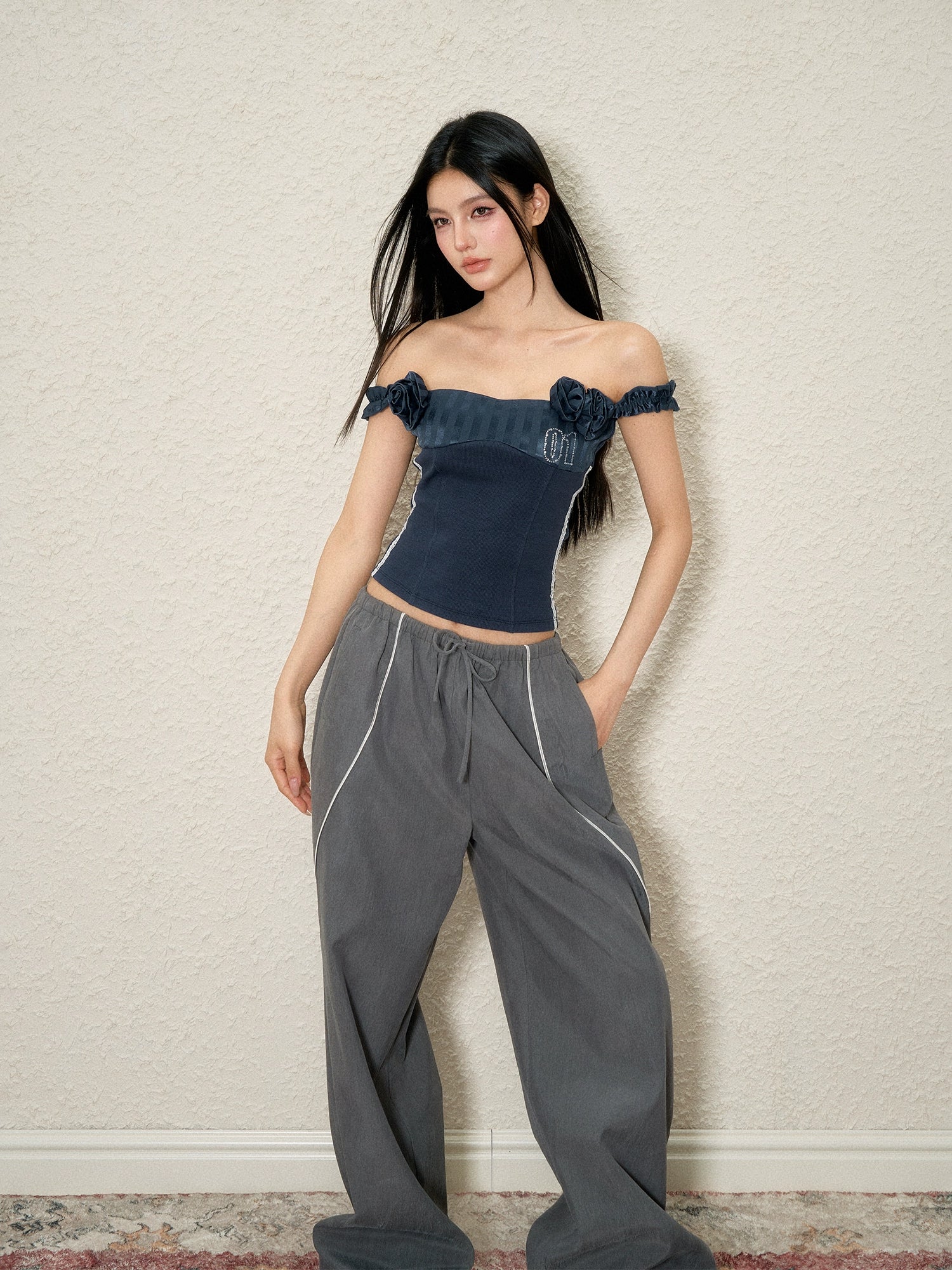 3D Floral Off-Shoulder Vest - CHINASQUAD