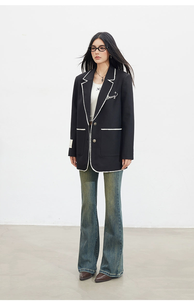 Contrast Fringe Blazer