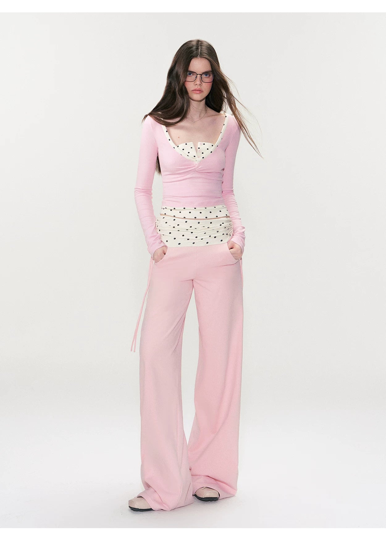 Drawstring Waist Straight-Leg Pants