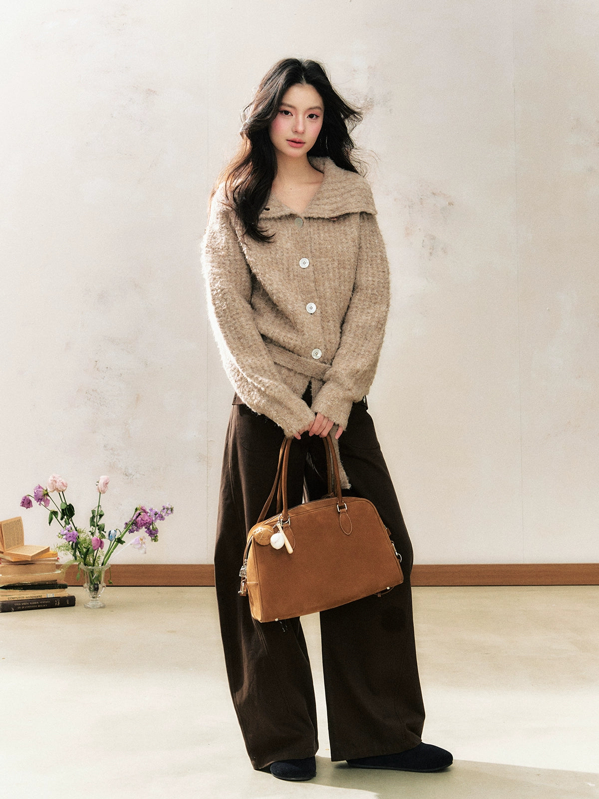 Two-Tone Flared Wide-Leg Pants - CHINASQUAD