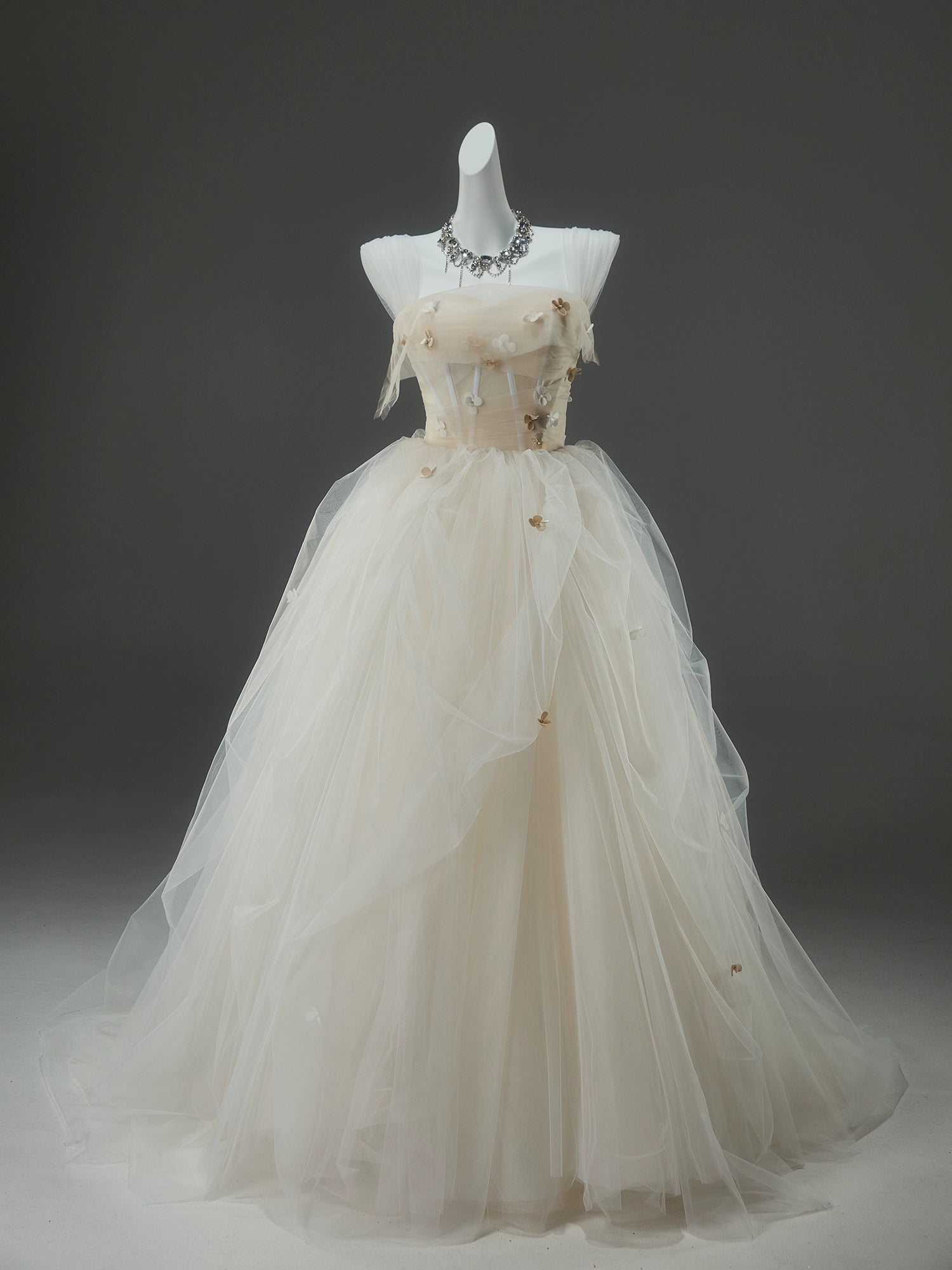 Frosted Bloom Tulle Floral Ball Gown