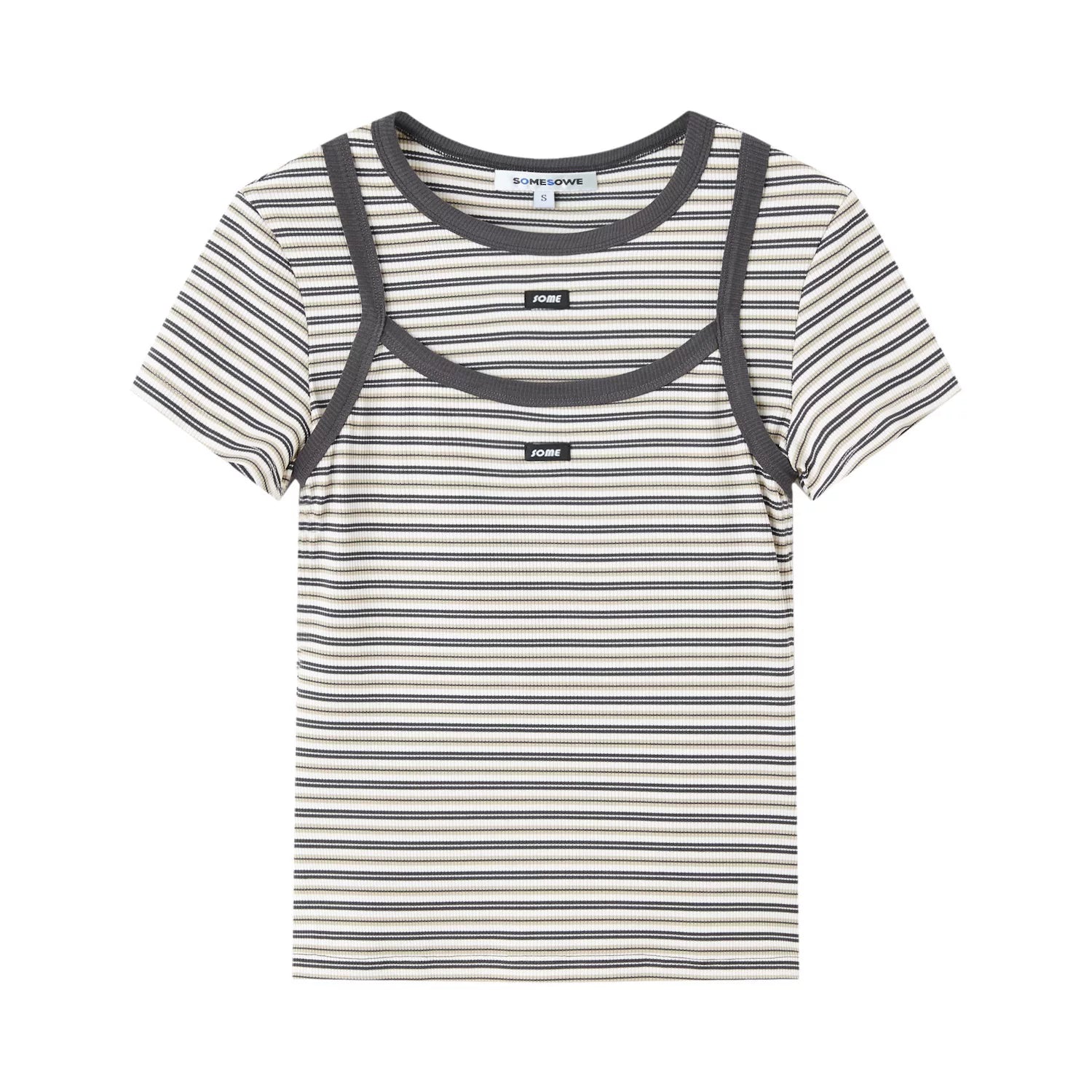 Casual Striped T-Shirt & Camisole Set