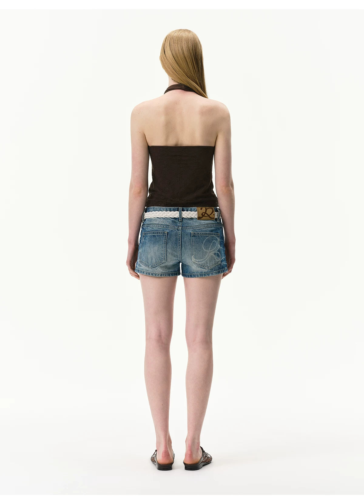 Vintage Washed Low-Rise Denim Shorts