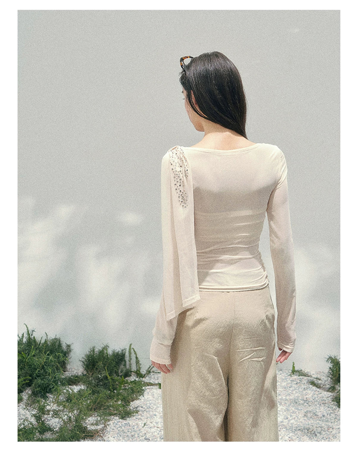 She Kissed Frost Rhinestone Sheer Top