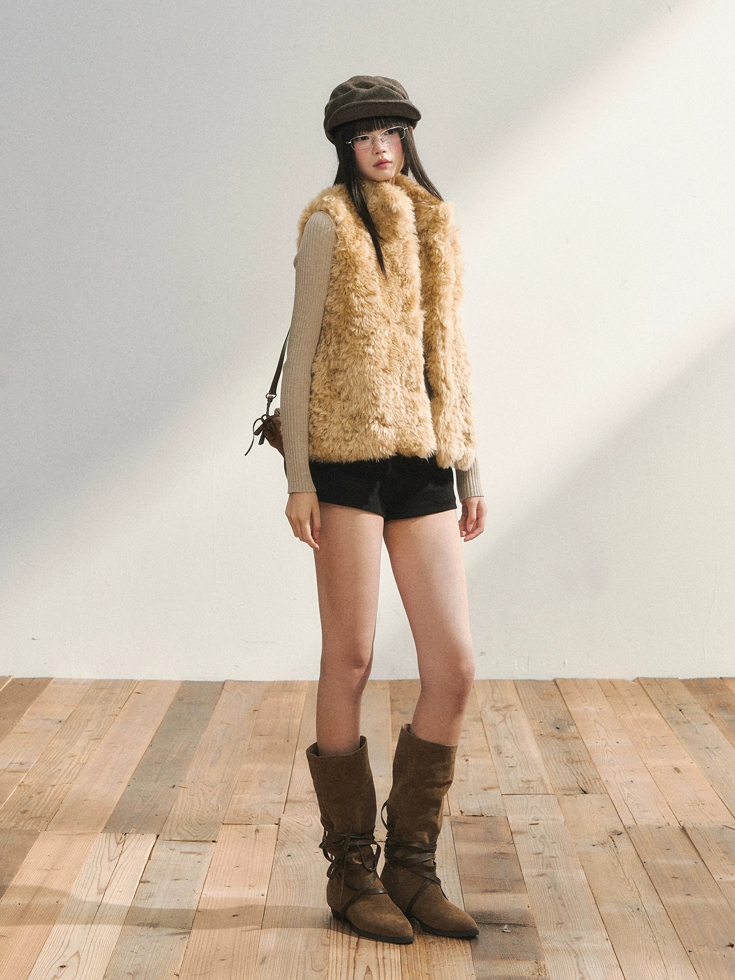 Khaki Eco Faux Fur Vest
