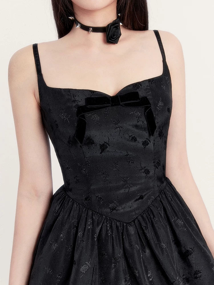 Night Bow Puff Irregular Camisole Dress