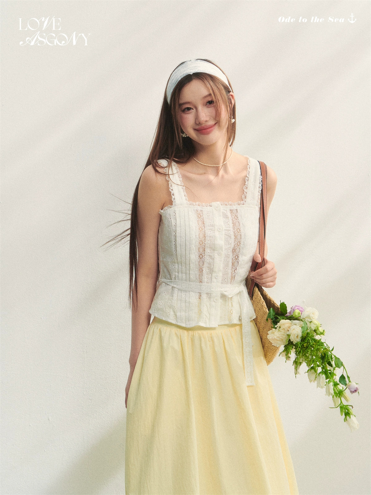 Hollow-out Lace-spliced Tie-up Vest - CHINASQUAD