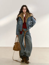Faux Fur Collar Denim Jacket - CHINASQUAD