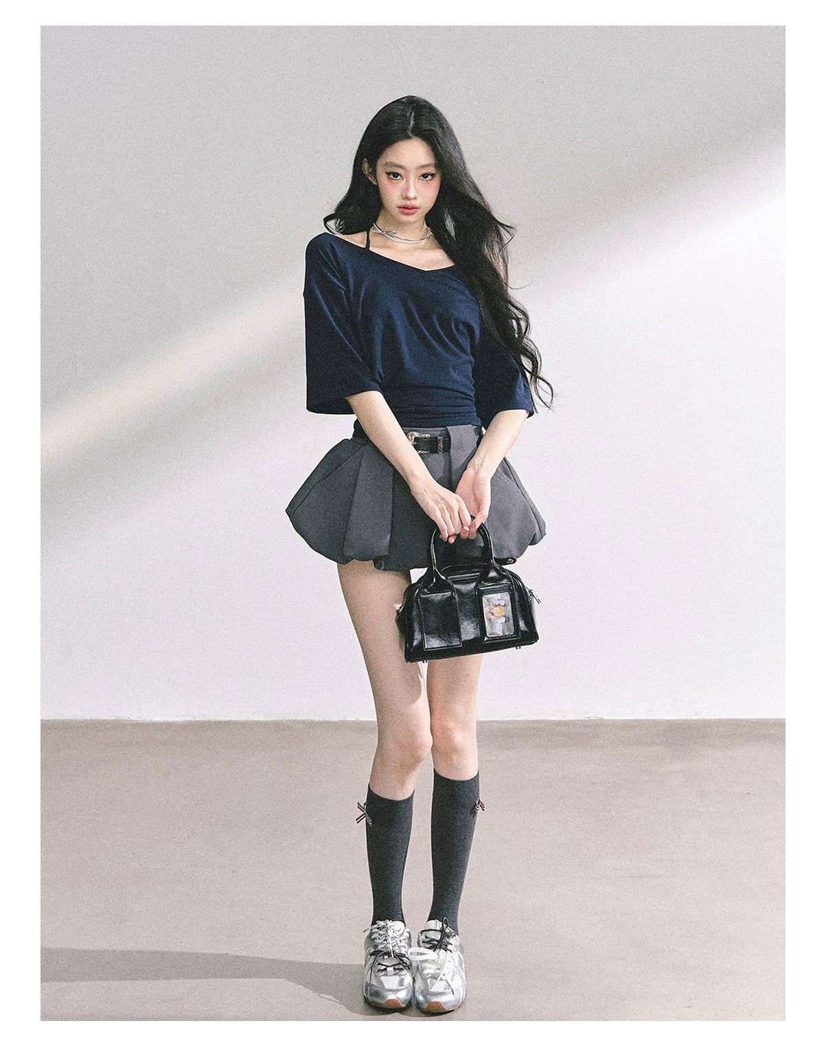 Asymmetric Short-Sleeve Halter Crop T-Shirt