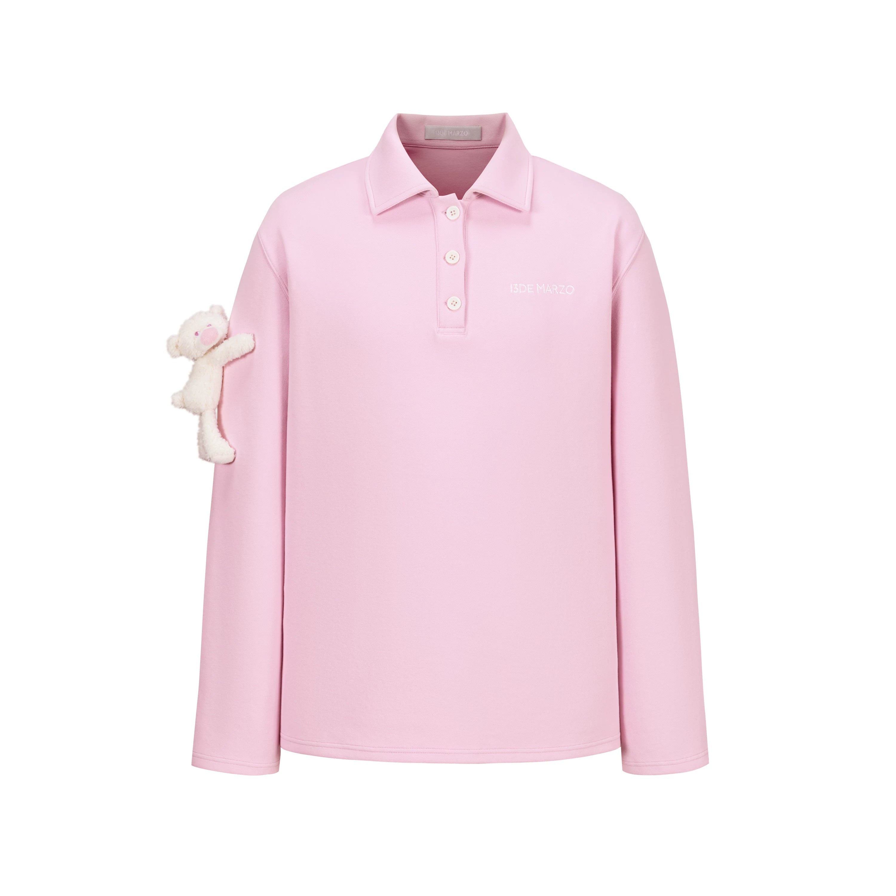 Polo-Collar Long-Sleeve T-Shirt