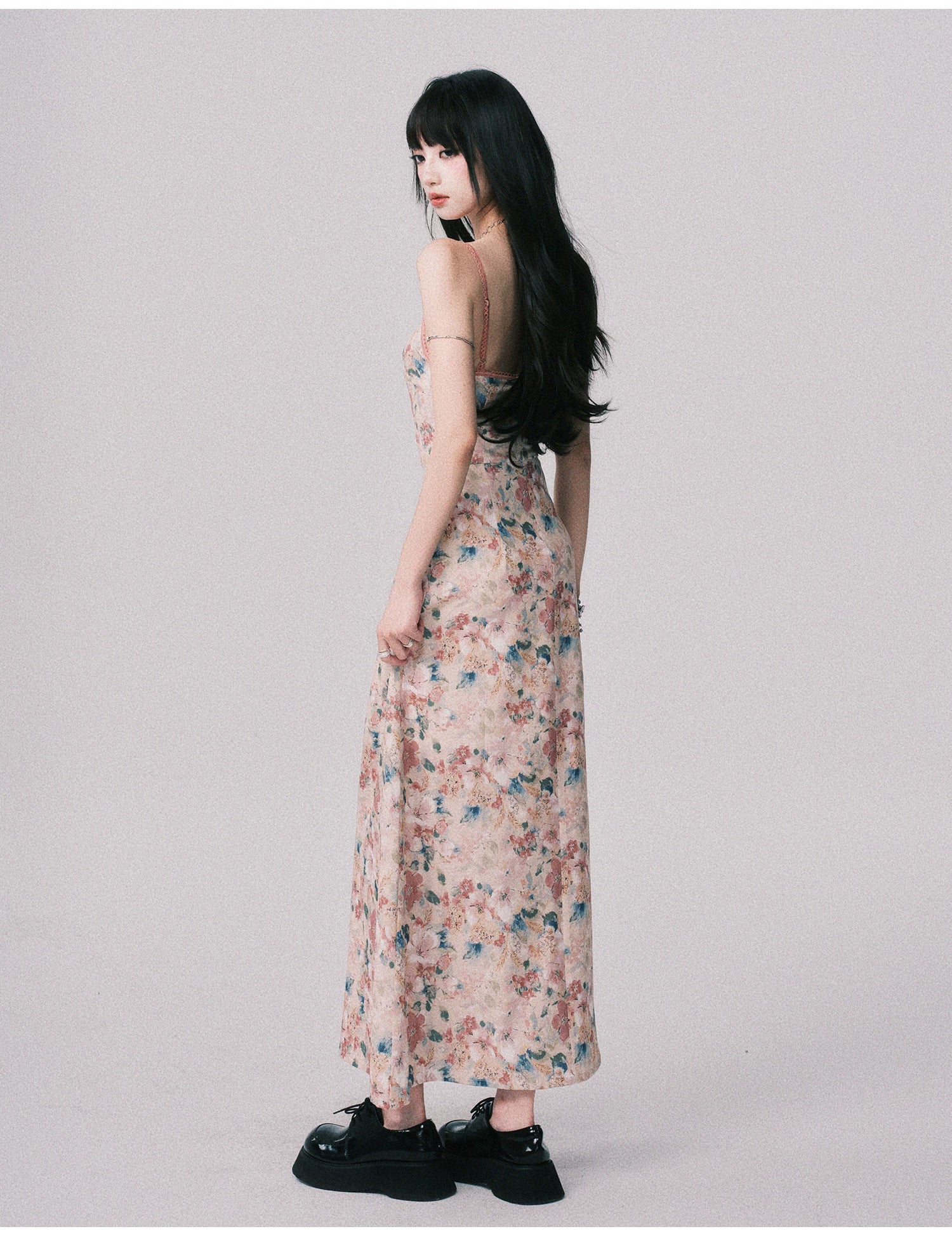 Floral French Vacation Slip Maxi Dress