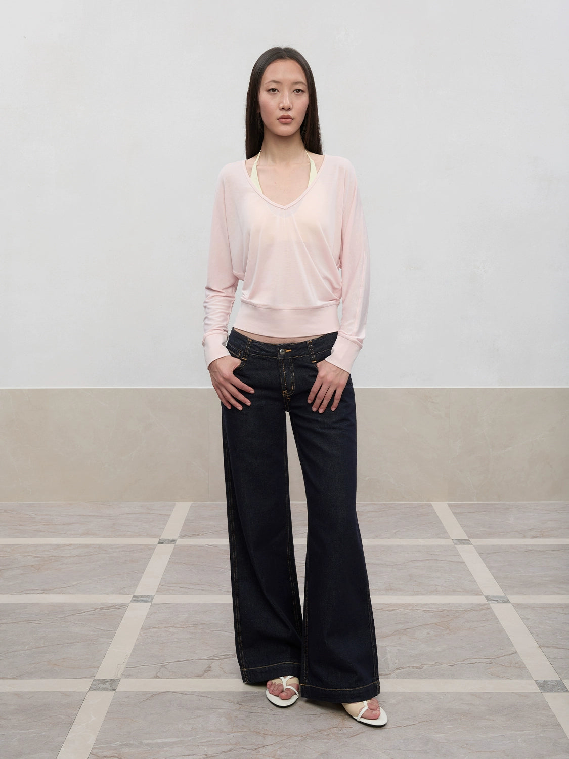 Lyocell-Linen V-Neck Knit Cover-up
