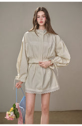 "A Cup of Milk" Relaxed Cotton Trench & Skirt Set - CHINASQUAD