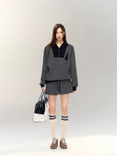 Striped Embroidered Sweatshirt & Shorts Set - CHINASQUAD
