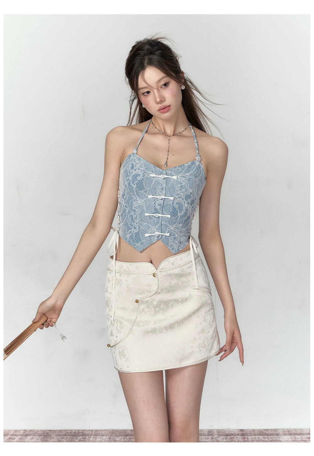 Black & White Button-up A-line Skirt - CHINASQUAD