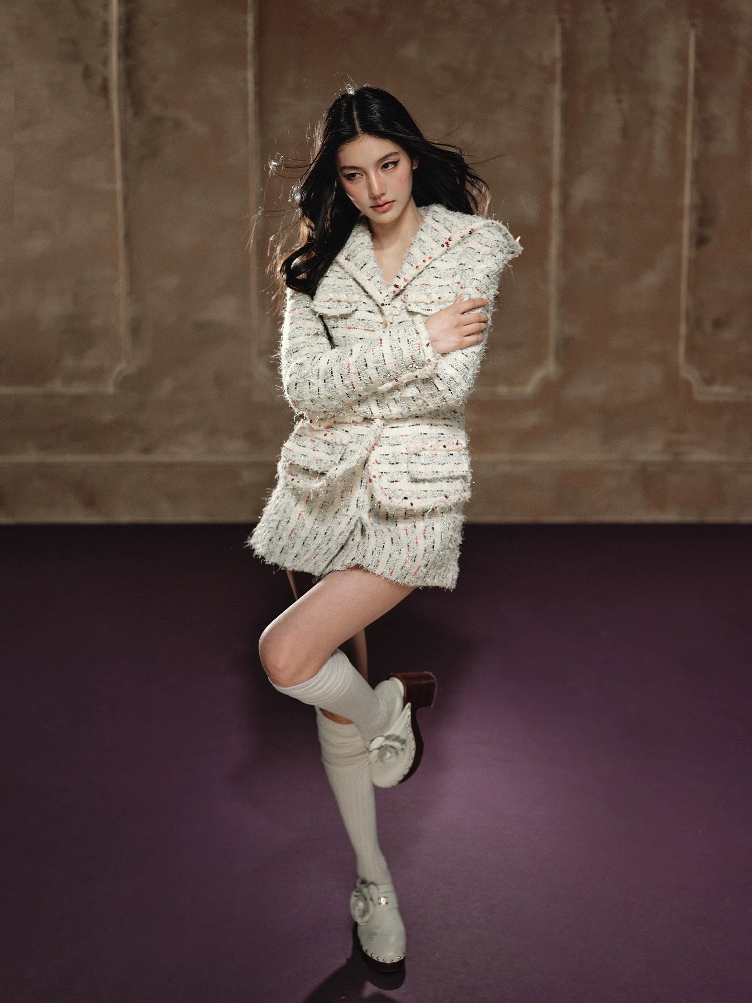 Cropped Jacket & A-Line Mini Skirt Set